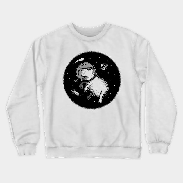 Capybara Astronaut in space - Meh Crewneck Sweatshirt by UselessRob